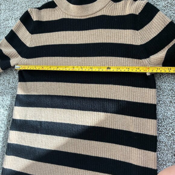 NWT J. Crew Black and Tan Striped Turtle-Neck Sweater Dress - Picture 8 of 9